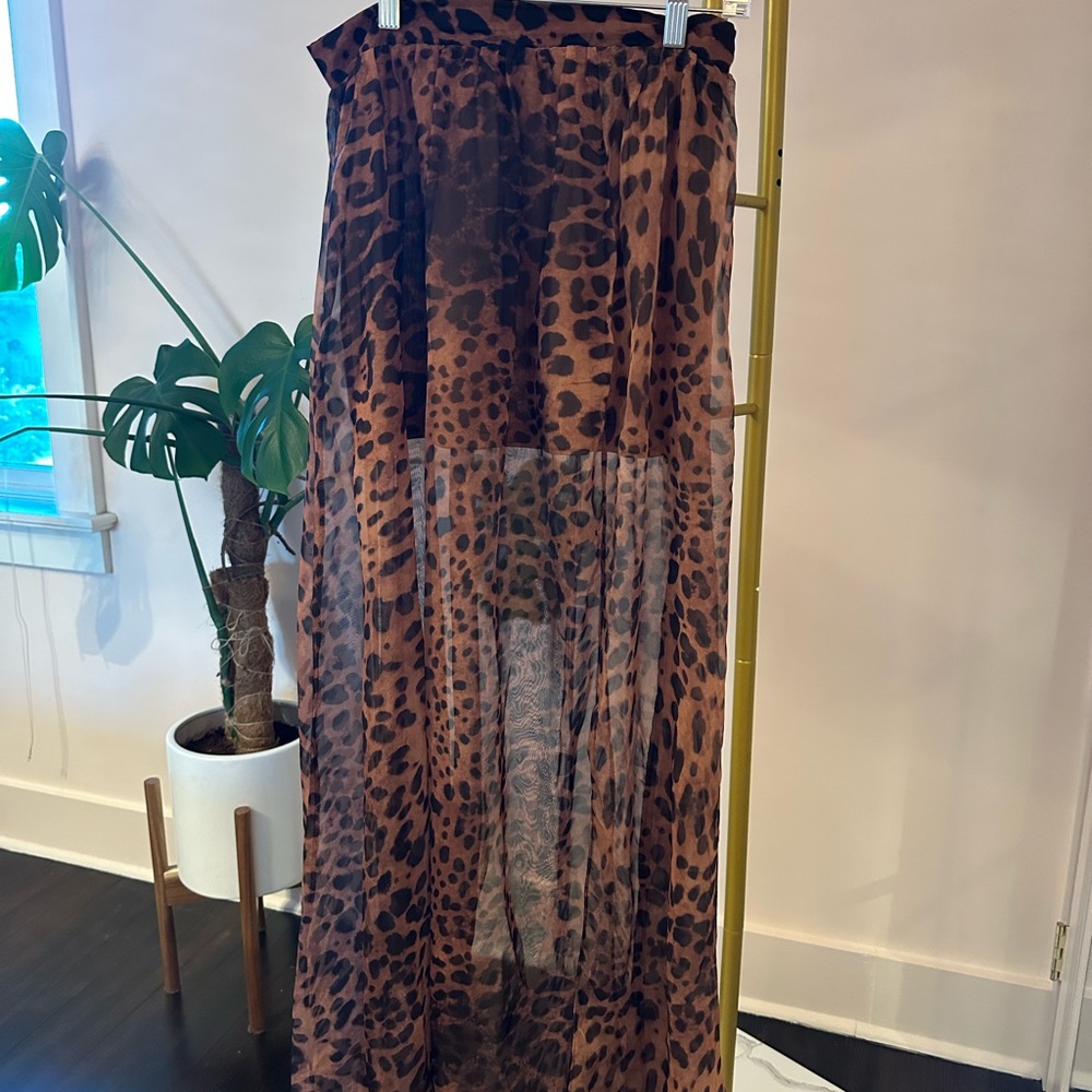 Nasty Gal Leopard Satin Skirt- Size M